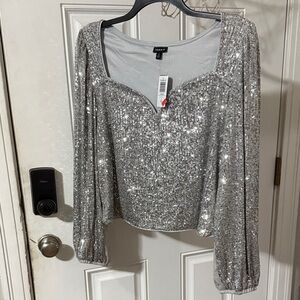 Silver Sequin Women's Top